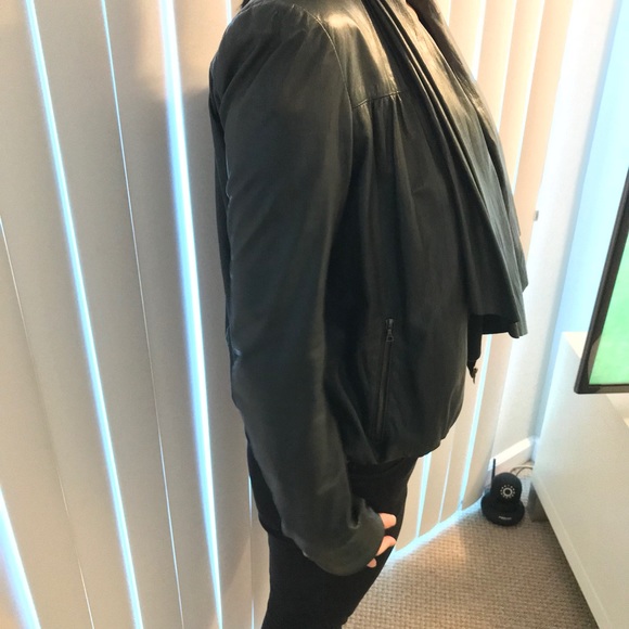 Diane Von Furstenberg DVF Dk Green Leather Jacket - Picture 6 of 8